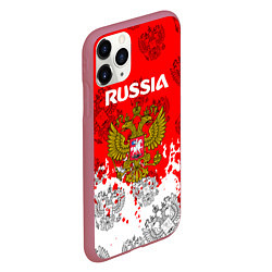 Чехол iPhone 11 Pro матовый Russia Паттерн Гербов, цвет: 3D-малиновый — фото 2