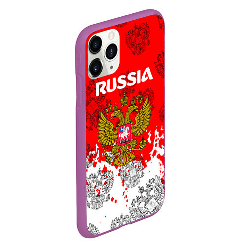 Чехол iPhone 11 Pro матовый Russia Паттерн Гербов / 3D-Фиолетовый – фото 2