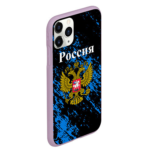 Чехол iPhone 11 Pro матовый Россия Патриот страны / 3D-Сиреневый – фото 2