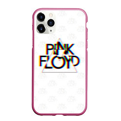 Чехол iPhone 11 Pro матовый PINK FLOYD LOGO ПИНК ФЛОЙД ГЛИТЧ, цвет: 3D-малиновый