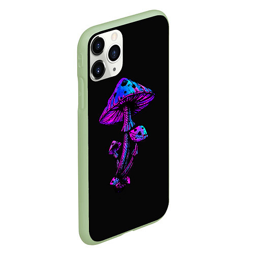 Чехол iPhone 11 Pro матовый Неоновый гриб / 3D-Салатовый – фото 2