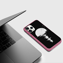 Чехол iPhone 11 Pro матовый Лунная Музыкальная Дорожка, цвет: 3D-малиновый — фото 2