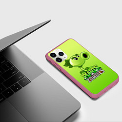 Чехол iPhone 11 Pro матовый Plants vs Zombies - Горохострел, цвет: 3D-малиновый — фото 2