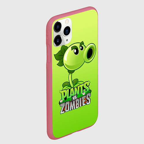 Чехол iPhone 11 Pro матовый Plants vs Zombies - Горохострел / 3D-Малиновый – фото 2