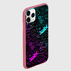 Чехол iPhone 11 Pro матовый League Of Legends - Arcane неон логотипы, цвет: 3D-малиновый — фото 2