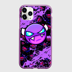 Чехол iPhone 11 Pro матовый Геометри Дэш фиолетовый Geometry Dash, цвет: 3D-фиолетовый