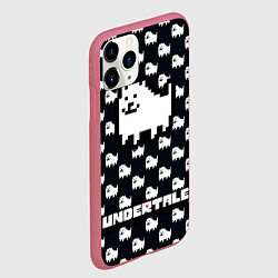 Чехол iPhone 11 Pro матовый UNDERTALE DOG AND LOGO УНДЕРТАЛЕ, цвет: 3D-малиновый — фото 2