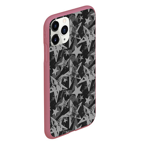 Чехол iPhone 11 Pro матовый Gray Star / 3D-Малиновый – фото 2