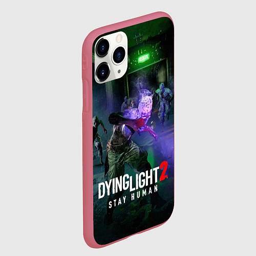 Чехол iPhone 11 Pro матовый Dying Light: Stay Human - логово зомби / 3D-Малиновый – фото 2