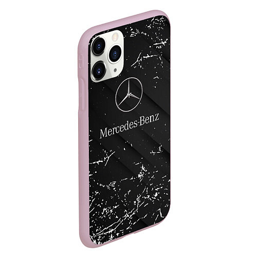 Чехол iPhone 11 Pro матовый Mercedes-Benz штрихи black / 3D-Розовый – фото 2