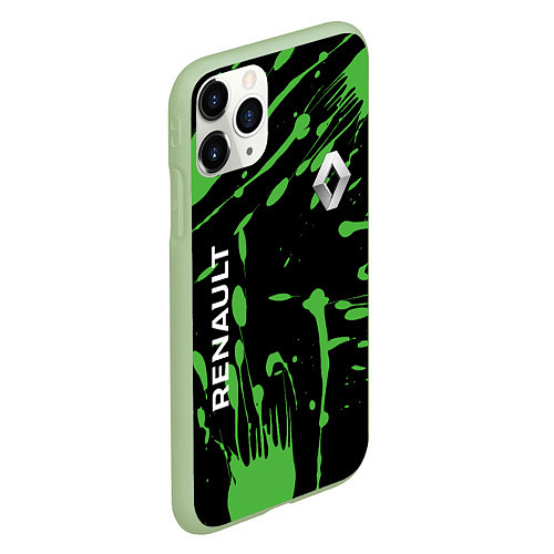 Чехол iPhone 11 Pro матовый Renault - Кляксы / 3D-Салатовый – фото 2