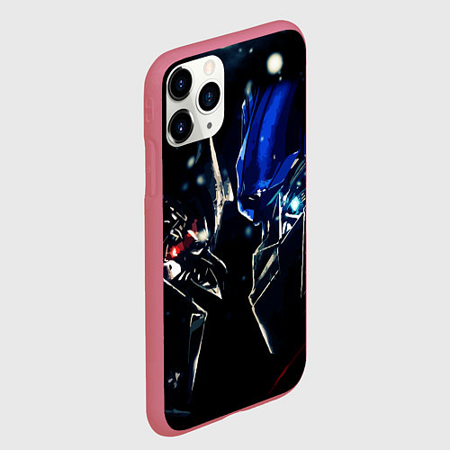 Чехол iPhone 11 Pro матовый Тансформеры Оптимус и Мегатрон 2022 / 3D-Малиновый – фото 2