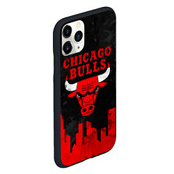 Чехол iPhone 11 Pro матовый Chicago Bulls, Чикаго Буллз Город, цвет: 3D-черный — фото 2