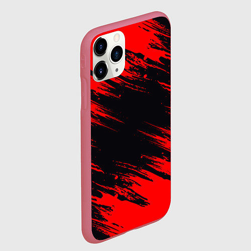 Чехол iPhone 11 Pro матовый Красная краска брызги / 3D-Малиновый – фото 2