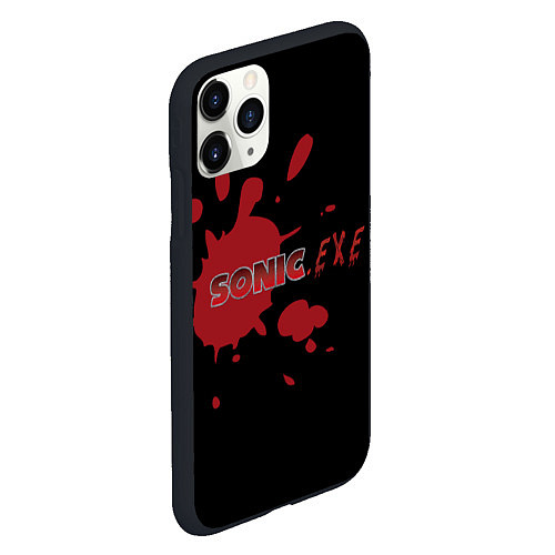 Чехол iPhone 11 Pro матовый Sonic Exe - логотип с брызгами крови / 3D-Черный – фото 2