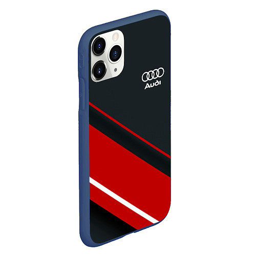 Чехол iPhone 11 Pro матовый Audi sport red / 3D-Тёмно-синий – фото 2