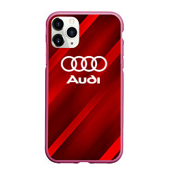 Чехол iPhone 11 Pro матовый Audi red полосы, цвет: 3D-малиновый