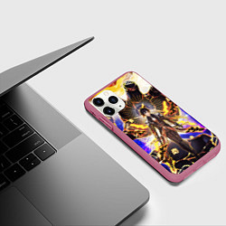 Чехол iPhone 11 Pro матовый Чжун Ли в ульте Genshin Impact, цвет: 3D-малиновый — фото 2