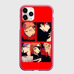 Чехол iPhone 11 Pro матовый МАгическая Битва Главные герои, цвет: 3D-малиновый