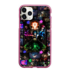 Чехол iPhone 11 Pro матовый АРКЕЙН collage, цвет: 3D-малиновый