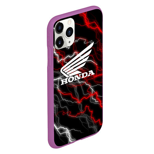 Чехол iPhone 11 Pro матовый Honda Разряд молнии / 3D-Фиолетовый – фото 2