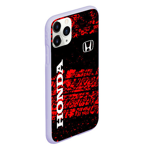 Чехол iPhone 11 Pro матовый Honda Следы от шин / 3D-Светло-сиреневый – фото 2