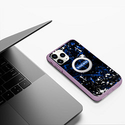 Чехол iPhone 11 Pro матовый Volvo - Брызги красок, цвет: 3D-сиреневый — фото 2