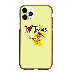 Чехол iPhone 11 Pro матовый Я Люблю Tennis, цвет: 3D-коричневый