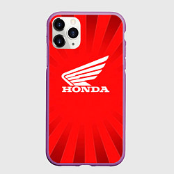 Чехол iPhone 11 Pro матовый Honda красные линии, цвет: 3D-фиолетовый