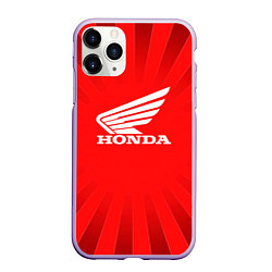 Чехол iPhone 11 Pro матовый Honda красные линии, цвет: 3D-светло-сиреневый
