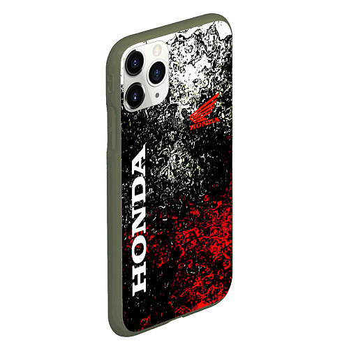 Чехол iPhone 11 Pro матовый Honda брызги красок / 3D-Темно-зеленый – фото 2