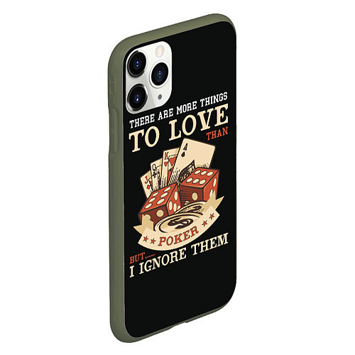 Чехол iPhone 11 Pro матовый Люблю Покер / 3D-Темно-зеленый – фото 2