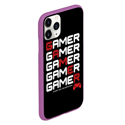 Чехол iPhone 11 Pro матовый GAMER - GAMER - GAMER / 3D-Фиолетовый – фото 2