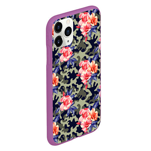 Чехол iPhone 11 Pro матовый Military rose / 3D-Фиолетовый – фото 2