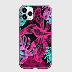 Чехол iPhone 11 Pro матовый Папоротниковый неон, цвет: 3D-малиновый