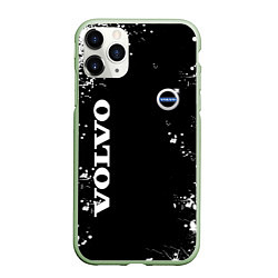 Чехол iPhone 11 Pro матовый Volvo капли и брызги красок, цвет: 3D-салатовый