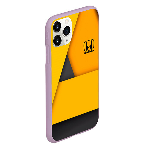 Чехол iPhone 11 Pro матовый Honda - Yellow / 3D-Сиреневый – фото 2