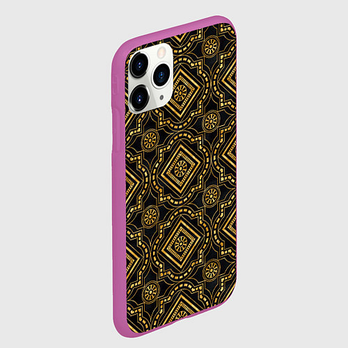 Чехол iPhone 11 Pro матовый Versace classic pattern / 3D-Фиолетовый – фото 2