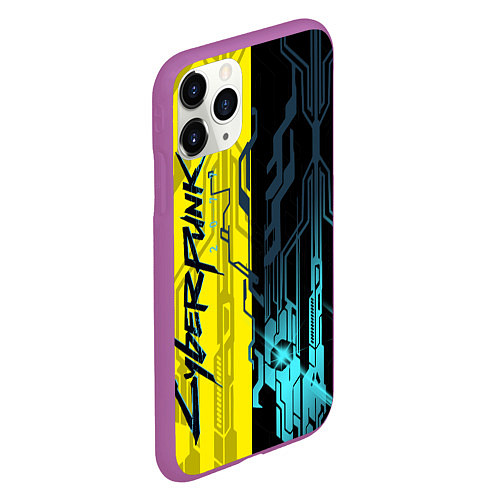 Чехол iPhone 11 Pro матовый CYBERPUNK 2077 Логотип / 3D-Фиолетовый – фото 2