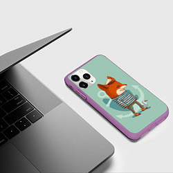 Чехол iPhone 11 Pro матовый Лис-моряк, цвет: 3D-фиолетовый — фото 2
