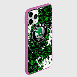 Чехол iPhone 11 Pro матовый Skoda брызги красок, цвет: 3D-фиолетовый — фото 2
