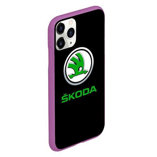 Чехол iPhone 11 Pro матовый Skoda нарисованные линии / 3D-Фиолетовый – фото 2