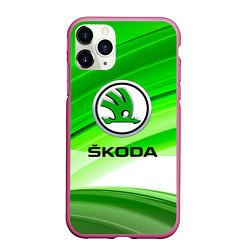Чехол iPhone 11 Pro матовый Skoda texture, цвет: 3D-малиновый
