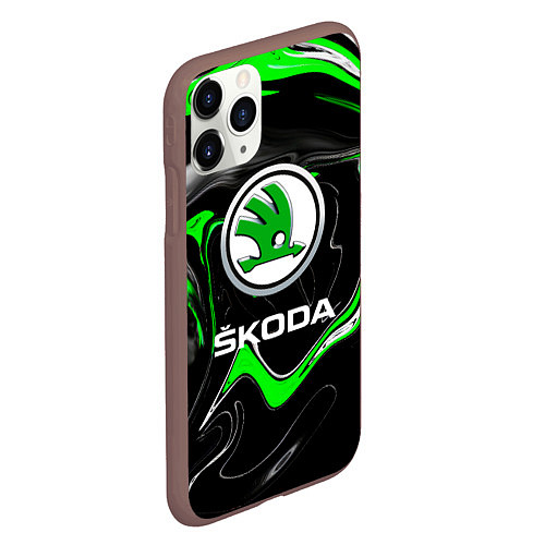 Чехол iPhone 11 Pro матовый Skoda: Auto Logo / 3D-Коричневый – фото 2