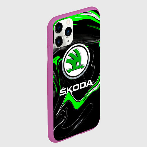 Чехол iPhone 11 Pro матовый Skoda: Auto Logo / 3D-Фиолетовый – фото 2