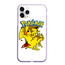 Чехол iPhone 11 Pro матовый Пикачу злой Pokemon, цвет: 3D-светло-сиреневый