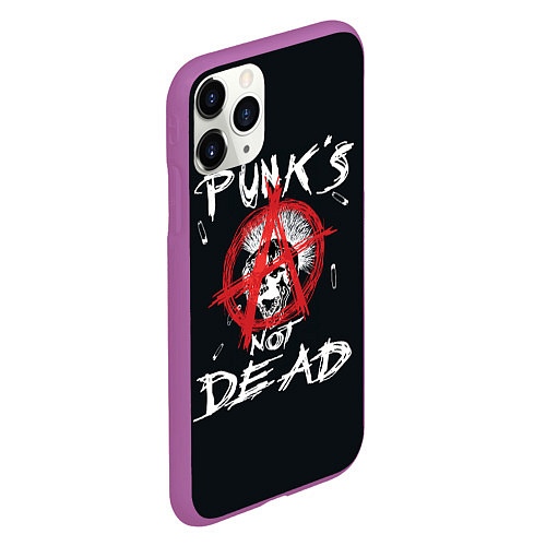 Чехол iPhone 11 Pro матовый Punks Not Dead Анархия / 3D-Фиолетовый – фото 2