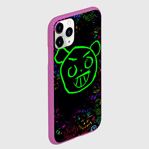 Чехол iPhone 11 Pro матовый League Of Legends граффити неон / 3D-Фиолетовый – фото 2