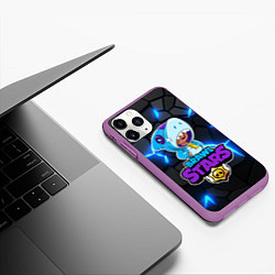 Чехол iPhone 11 Pro матовый ЛЕОН из БРАВО СТАРС Brawl Stars, цвет: 3D-фиолетовый — фото 2