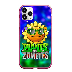 Чехол iPhone 11 Pro матовый Plants vs Zombies подсолнух, цвет: 3D-малиновый